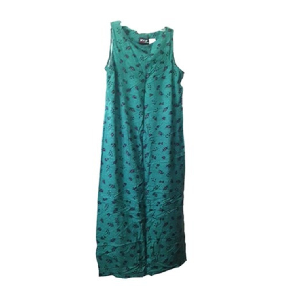 Vtg MHM Melissa Harper Dress long Y2K Size 12 sundressgreen with leaves NOS new